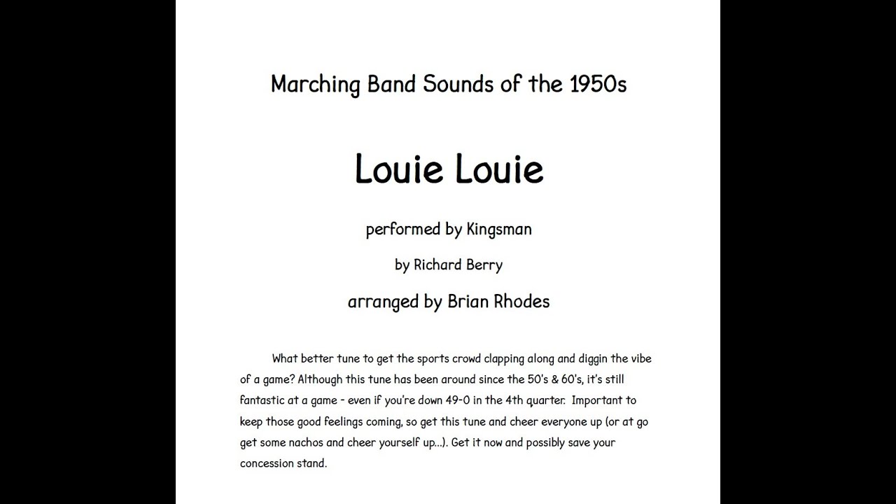 Louie Louie by Kingsman arr. Brian Rhodes