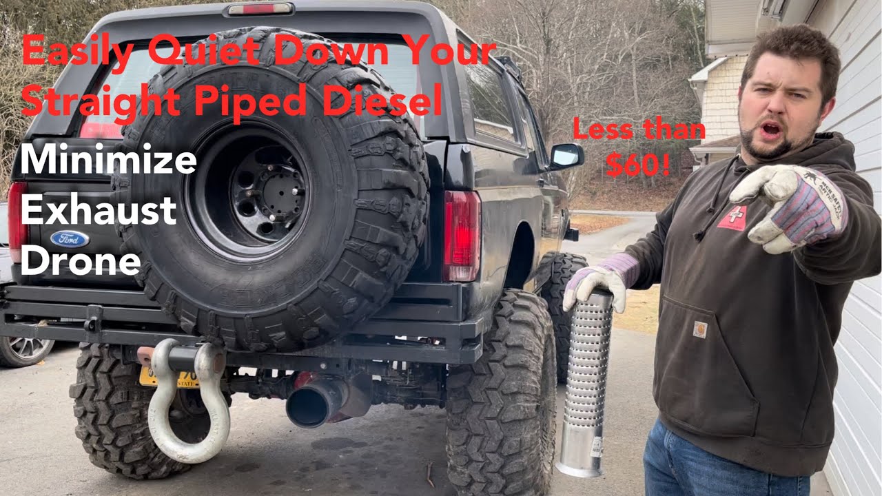 How to Minimize Exhaust Drone and Quiet Down Your Straight Piped Diesel Truck for Cheap!!