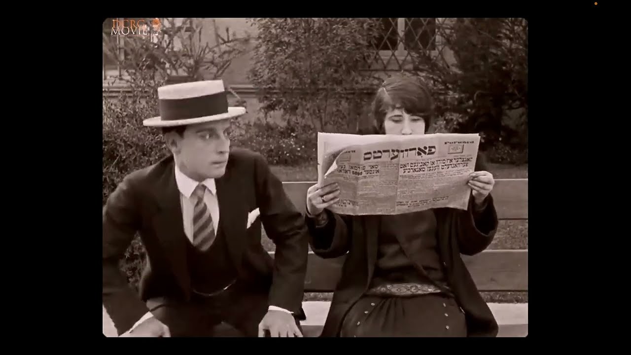 Buster Keaton asks girl reading "Forverts" to marry him (from "Seven Chances," 1925)