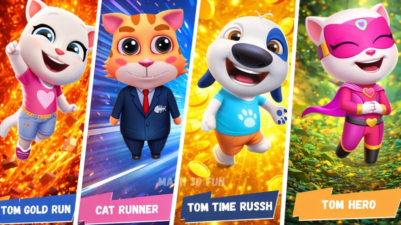 TalkingTom Runner Game is BEST? 🏆|Cat Runner🆚Gold Run🆚Time rush🆚Hero Dash| |Mash 3d fun | Who wins?
