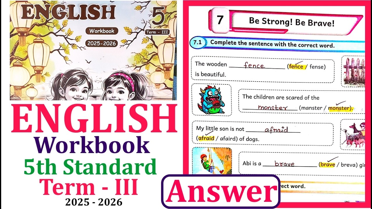 5th standard English workbook term 3 unit 7 Be Strong Be Brave lBe Strong term3 workbook2026 #5thstd