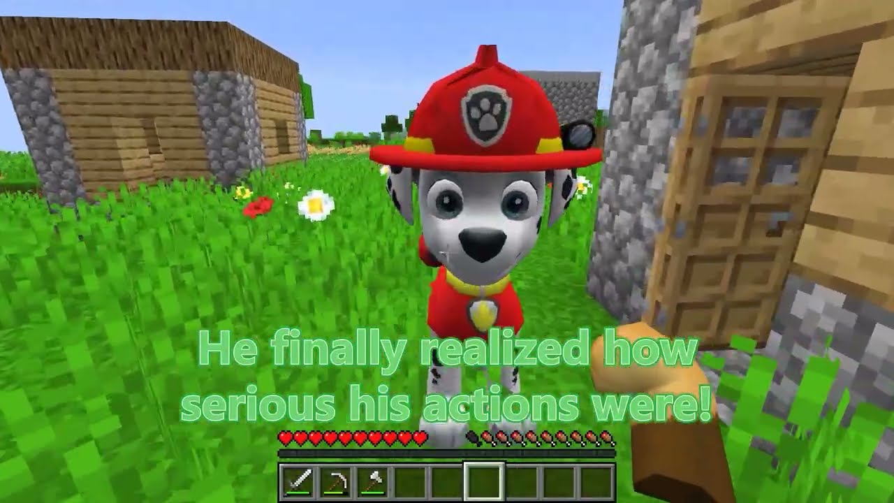 JJ and Mikey Shapeshift to PAW PATROL in Minecraft - Maizen