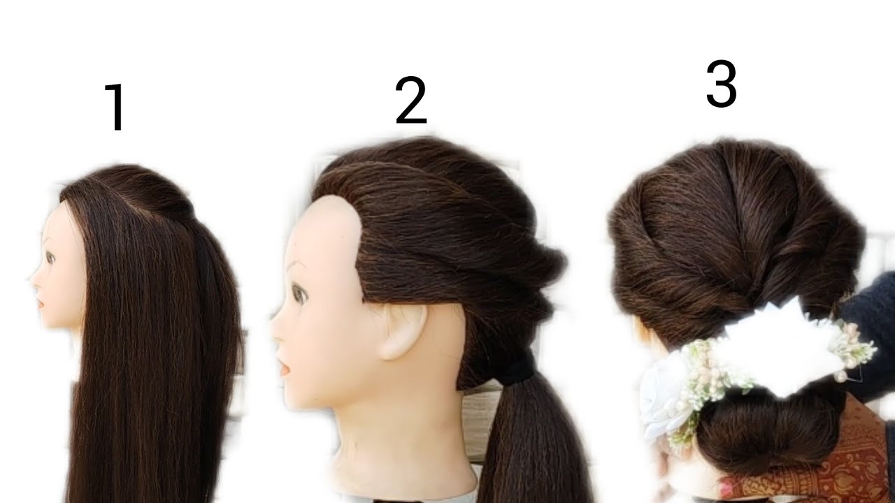 Simple & Classi Bridal Bun Hairstyle 🎀 | wedding Sharee parfect Look Hairstyle | Easy Bun Hairstyle