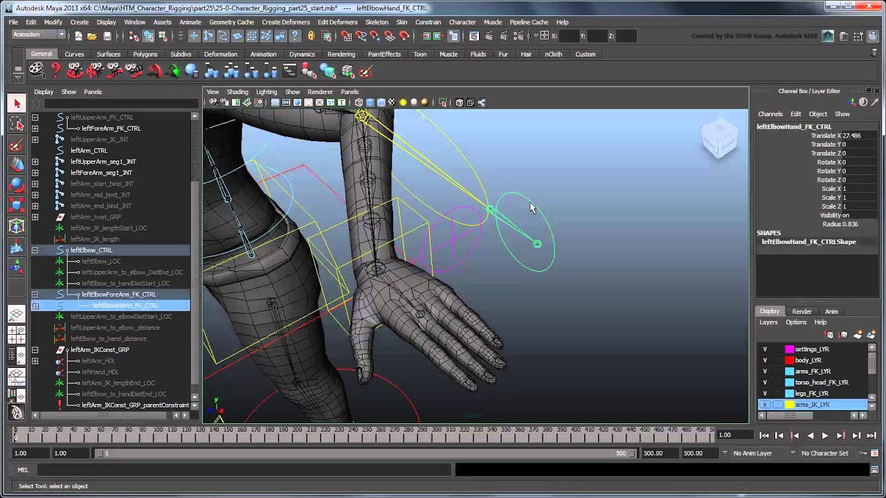 Creating a Character Rig - Part 25: IK/FK hybrid elbow (Advanced)