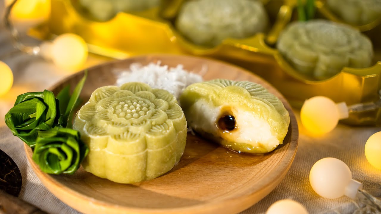 椰丝球流心冰皮月饼 | 少油少糖又全素的创意口味月饼 💚 Ondeh Ondeh  Lava Mooncakes [小雁/我的爱心食谱]