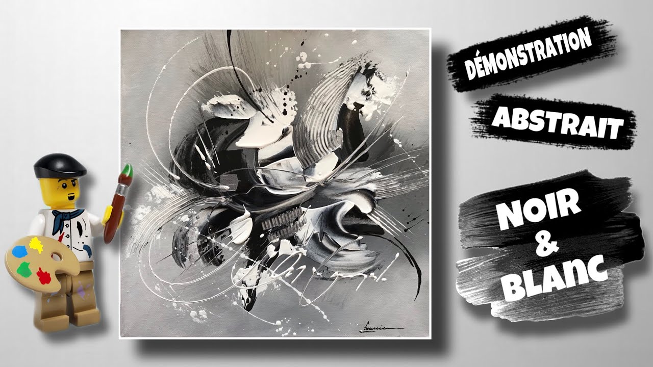 Abstrait noir et blanc / peinture intuitive / art thérapie