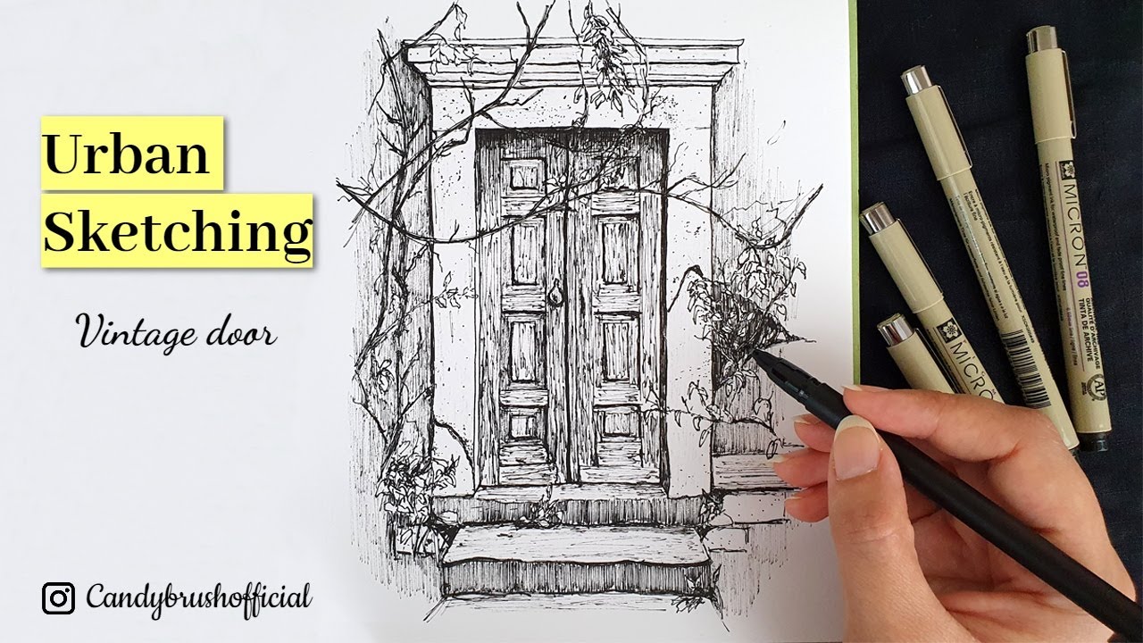Pen & Ink Urban Sketching Series | Old Door | Draw with me