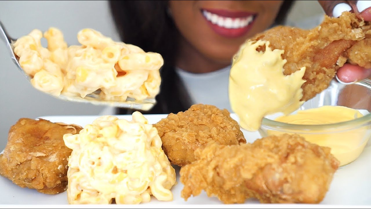 ASMR | VEGAN FRIED CHICKEN -  MAC N CHEESE! | MUKBANG