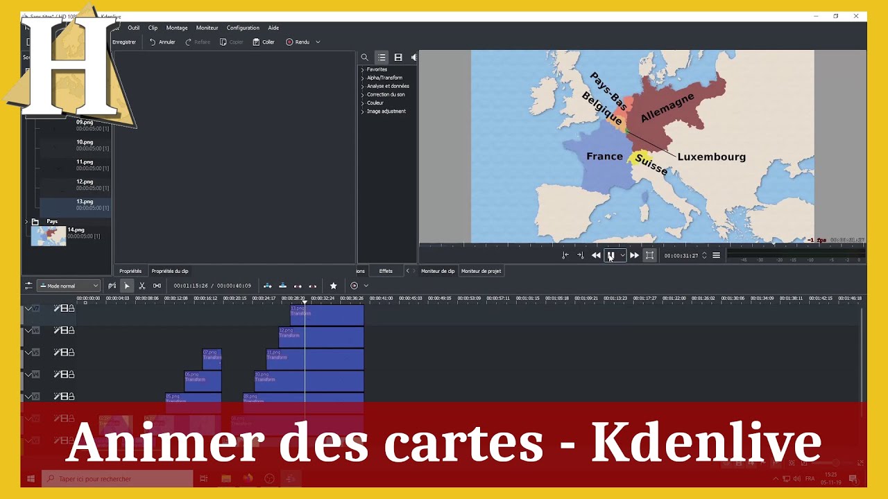Animer des cartes - Kdenlive