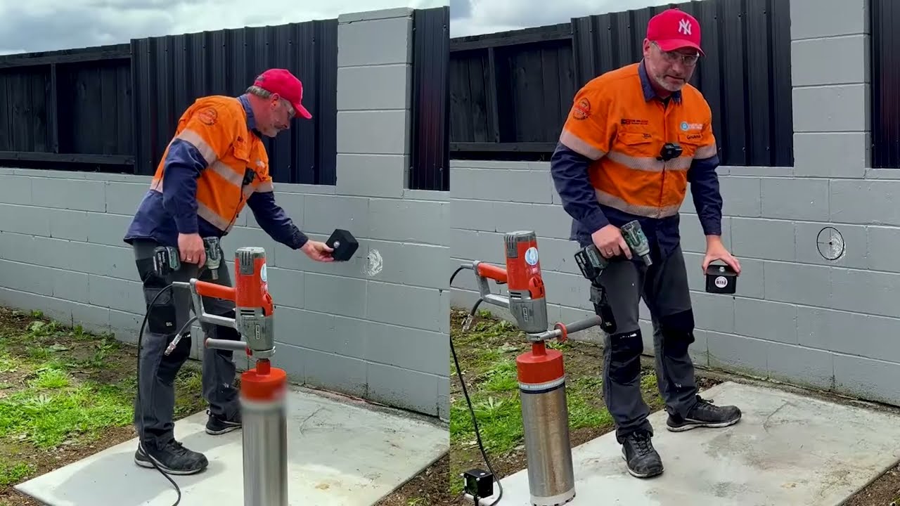 Drilling Concrete With The Core Drill Block -The Smartest Way To Drill! #concrete #plumbing