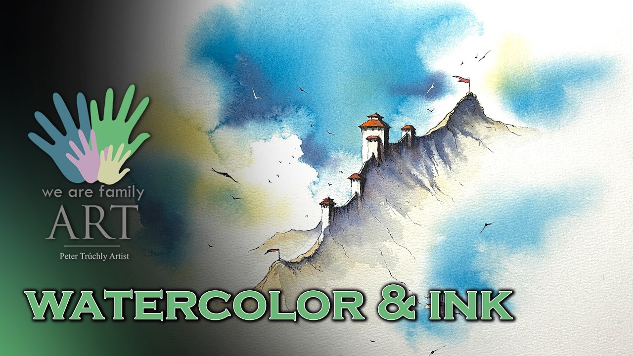Along the Mountain Watchtowers | Watercolor & Ink Painting