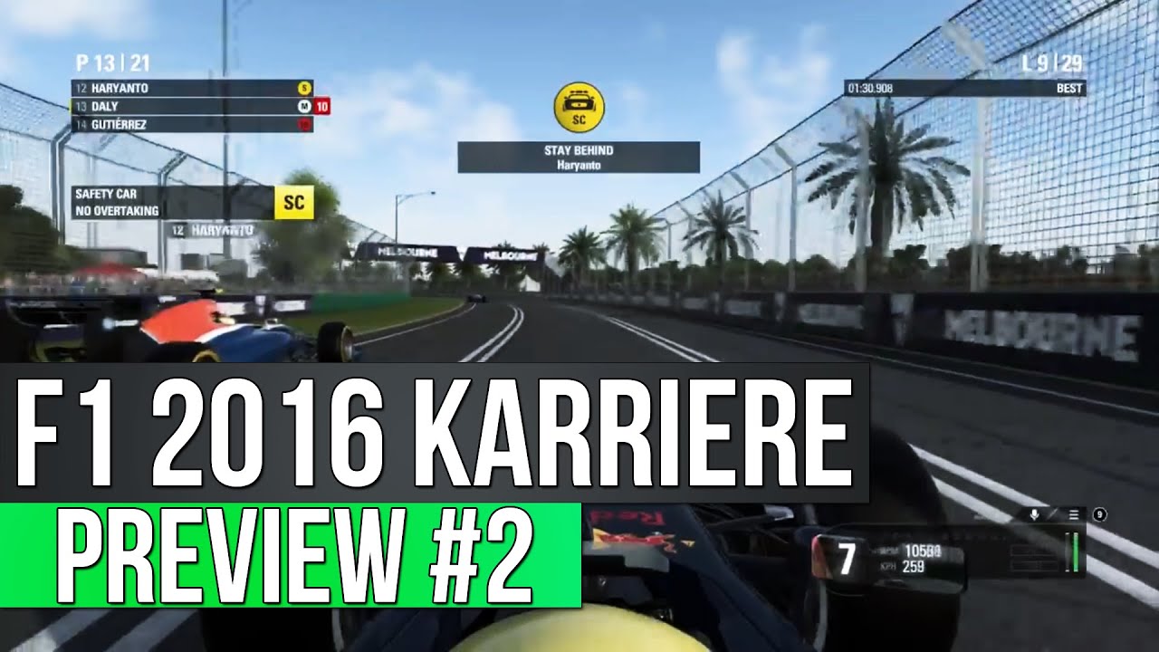 F1 2016 Gameplay #2 | Karriere: Reifenstrategie, Safety Car, VSC, Rennen | German