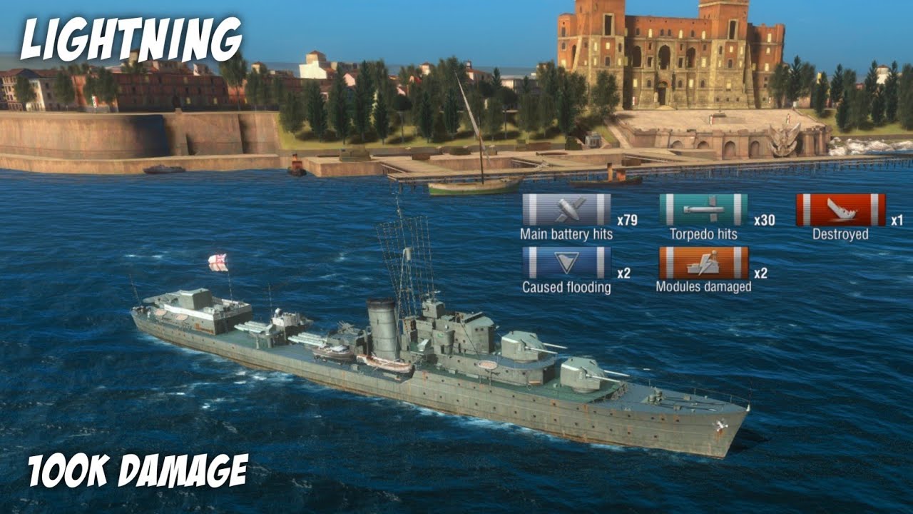 Lightning, Single Torpedo Beat 100k dmg | World of Warships Blitz