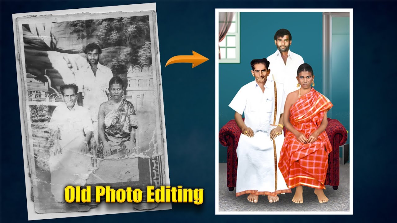 Old Photo Editing in photoshop Tamil - இந்திரா புகைப்படக் கலைக்கூடம்