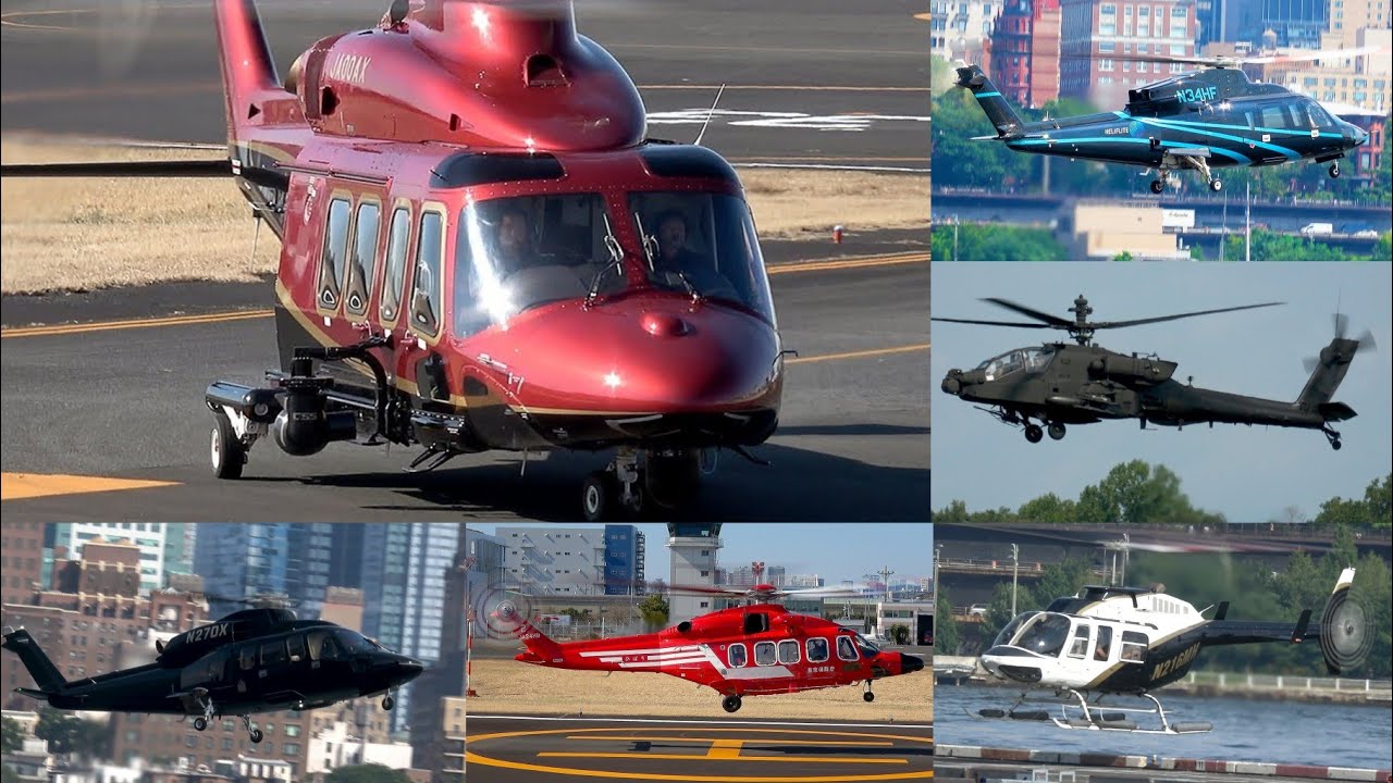 25+Minutes Helicopters action: up close S-76, EC-145, Bell-206, AW-139, Bell-407,AW-189 and more