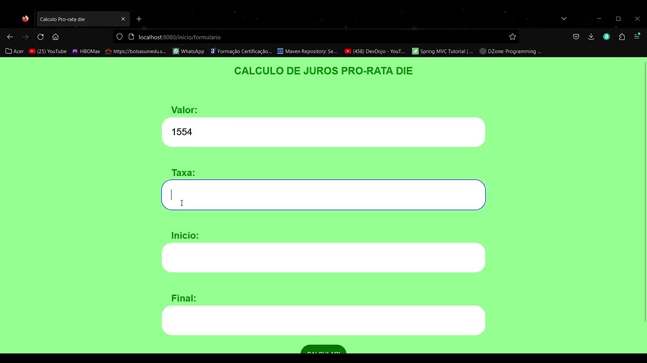 Calculo Pro rata die