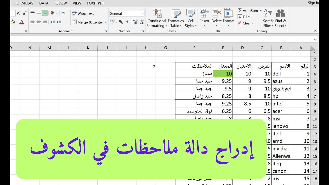 كيفية انشاء دالة ملاحظات لكشوف النقاط
