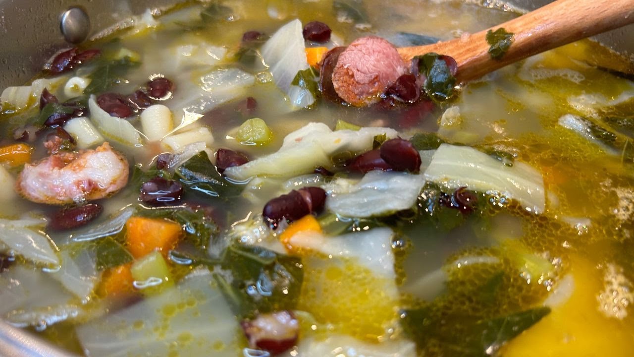 Bean Soup with Collard Greens & Cabbage | Sopa de Feijão com Couve e Repolho