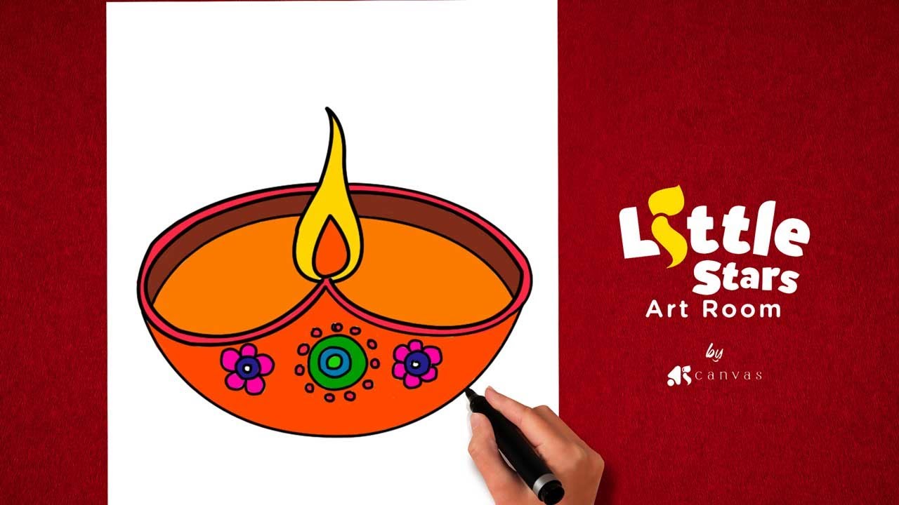 How to Draw Diya Step by step / Diwali Special Drawing / Diya Drawing Easy