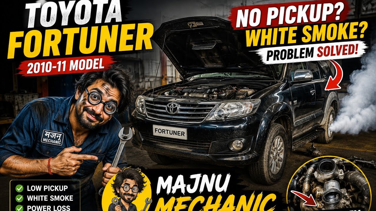 TOYOTA FORTUNER TURBO PROBLEM 😩. PICKUP PROBLEM 😩 WHITE SMOKE PROBLEM//#majnumechanic #viralvideo