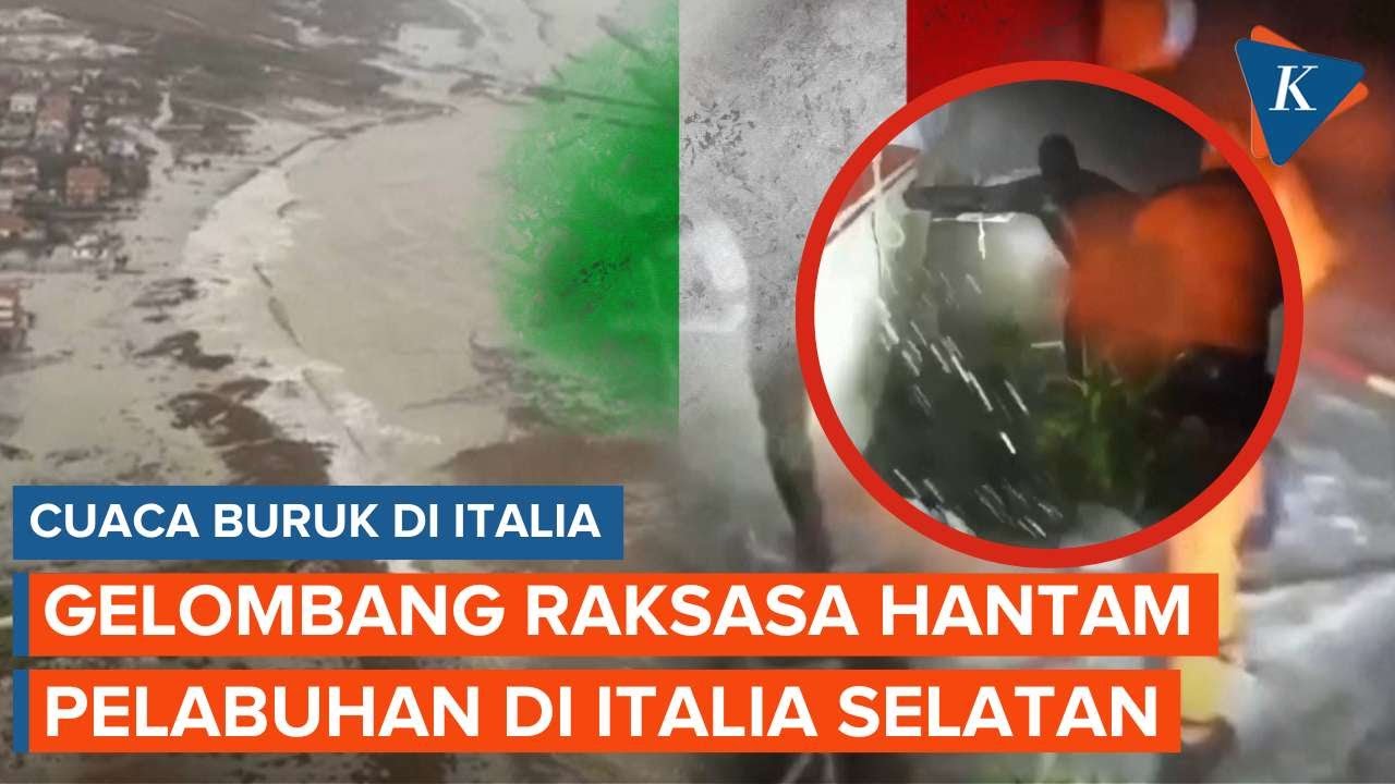 Italia Dihantam Gelombang Laut Besar hingga Badai Salju
