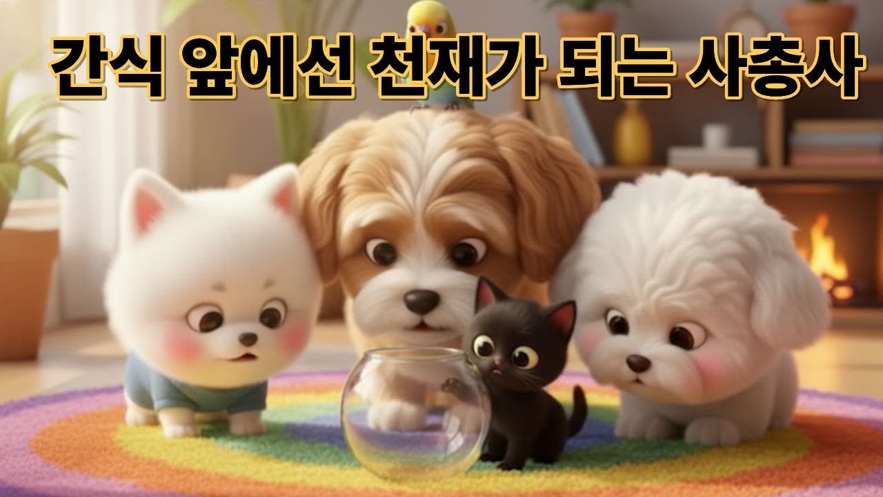 [결말주의] 고양이 막내, 간식 통 따러 '강아지탑' 쌓음 🤣 (feat.댕댕이 사총사)/Cute Puppy Moments