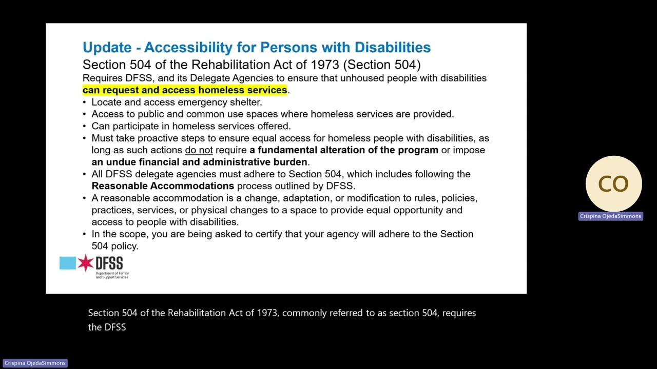 DFSS Homeless Services Division Scope of Services Overview