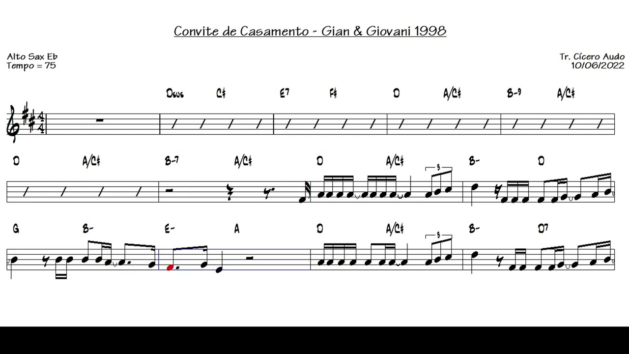 Convite de Casamento - Gian & Giovani 1998 (Alto Sax Eb) [Sheet music]