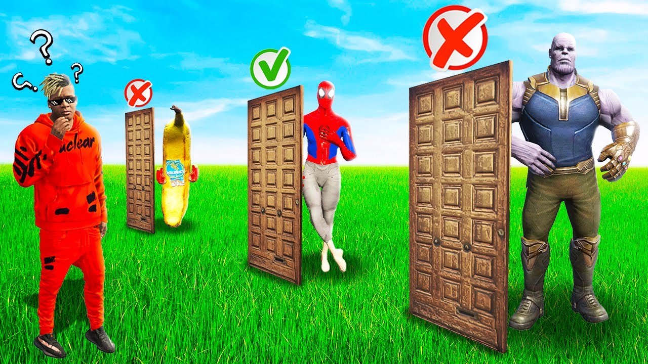 GTA 5: AVENGERS DOOR CHALLENGE PART 2 (SHINCHAN vs CHOO CHOO CHARLES) with CHOP & BOB