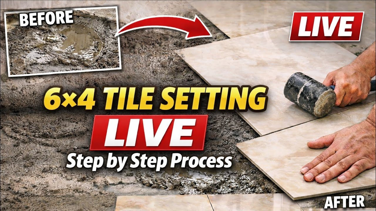 6×4 Floor Tile Installation LIVE | Maal Bichakar Tile Kaise Lagate Hai | Tile Work live