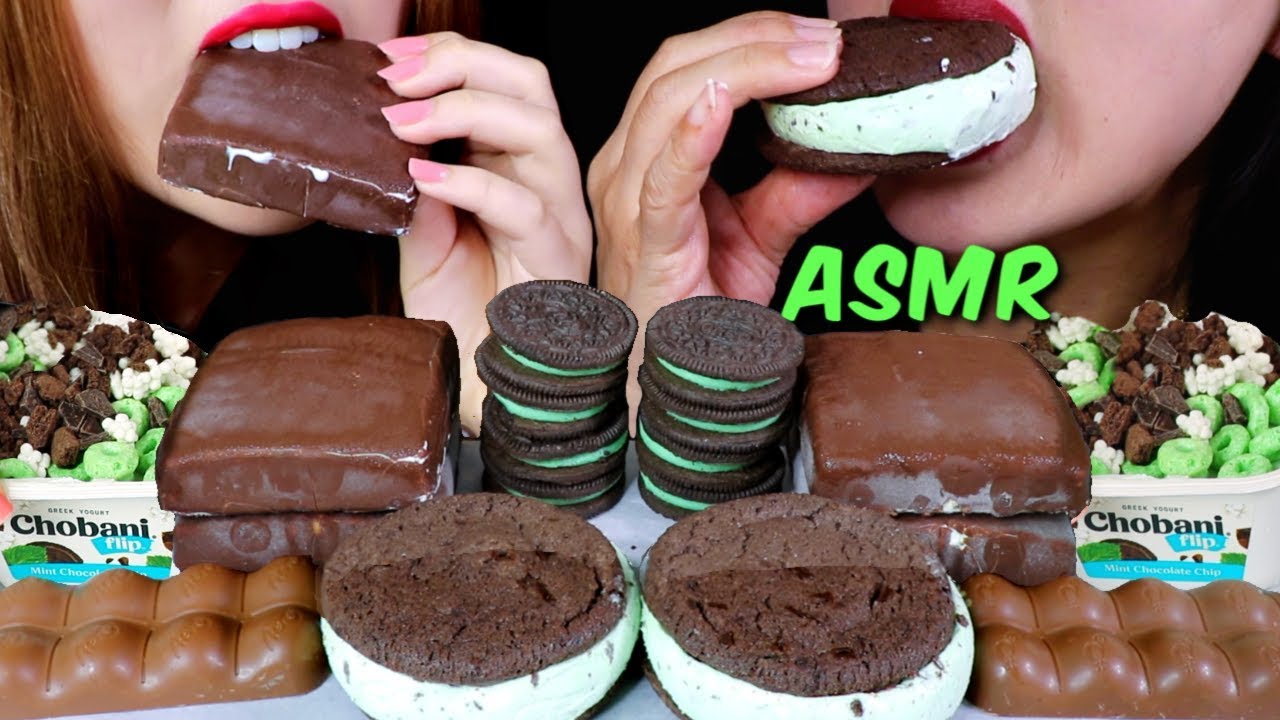 ASMR MINT CHOCOLATE PARTY (ICE CREAM BARS, OREOS, BUBBLY CHOCOLATE) 아이스크림 리얼사운드 먹방 | Kim&Liz ASMR