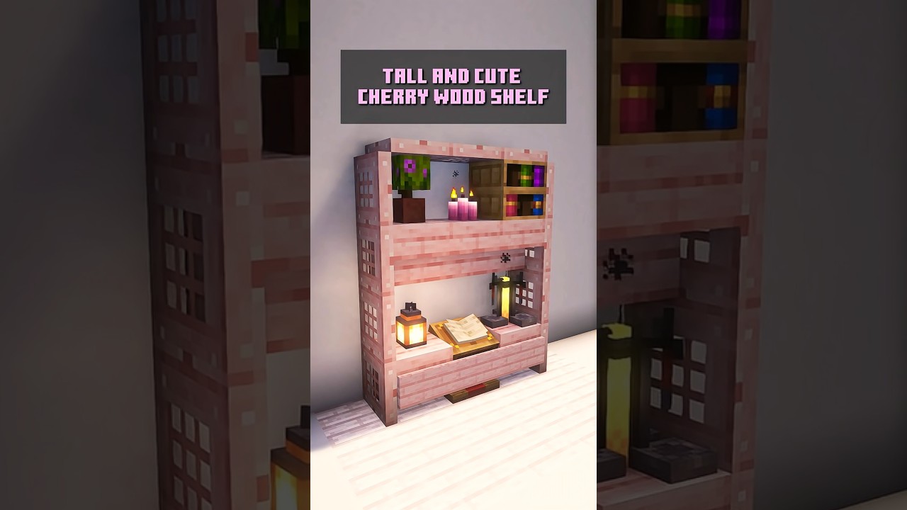 How to Make This New Cherry Wood Shelf Design in Minecraft 🌸