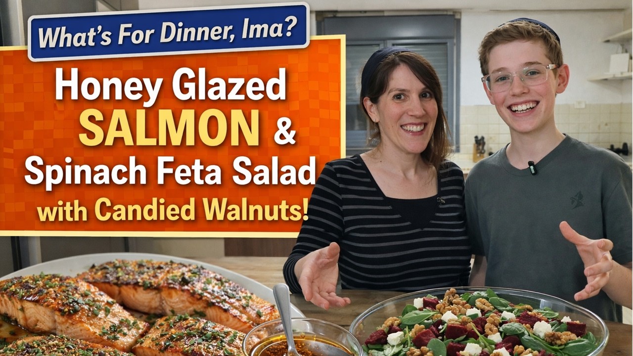 Honey Glazed Salmon + Spinach Feta Salad with Candied Walnuts
