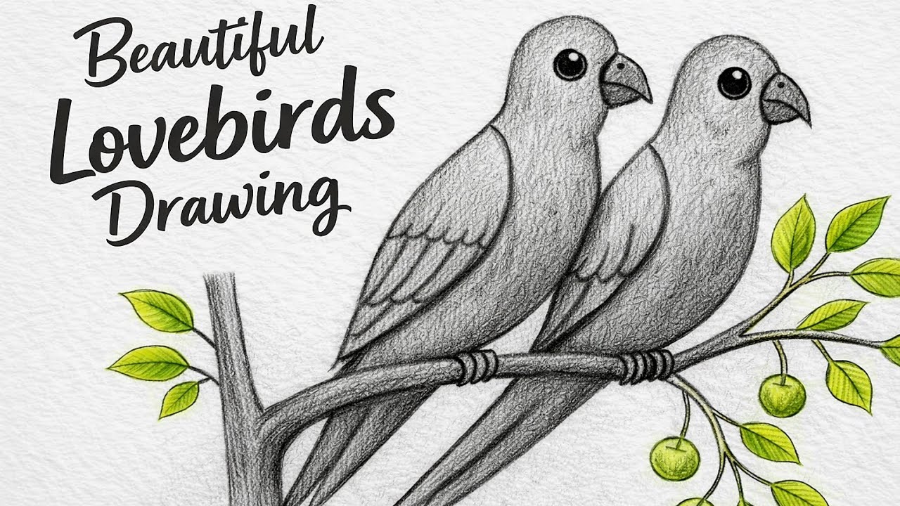 ✏️ Love Birds Pencil Drawing | Simple & Easy Drawing Tutorial