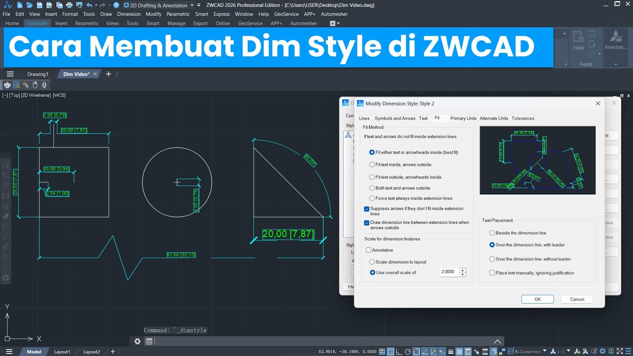 ZWCAD - Config  3 - Cara Membuat Dim Style di ZWCAD - Bahasa Indonesia