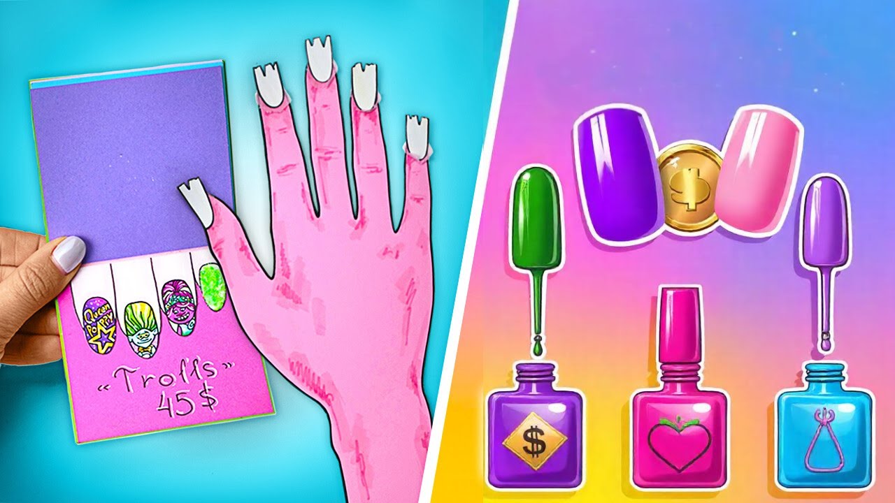 Magical Paper Nail Art! 💅🌟Trolls-Inspired DIY Makeover for Kids with Slick Slime Sam's Maker World
