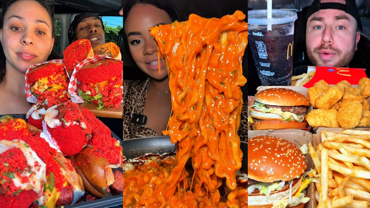 Подборка мукбангов из TikTok | McDonald's, Wingstop, Buldak, In-N-Out, Chipotle и многое другое!