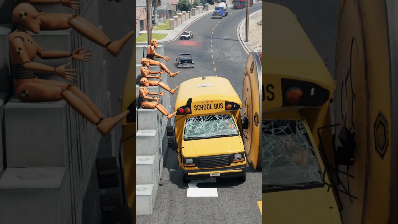 Cars Bollard Wall Crash &ndash; BeamNG.drive
