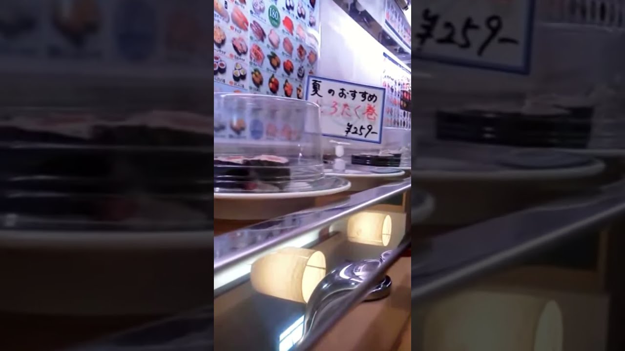 Conveyor belt sushi or kaitenzushi in Fukuoka, Japan