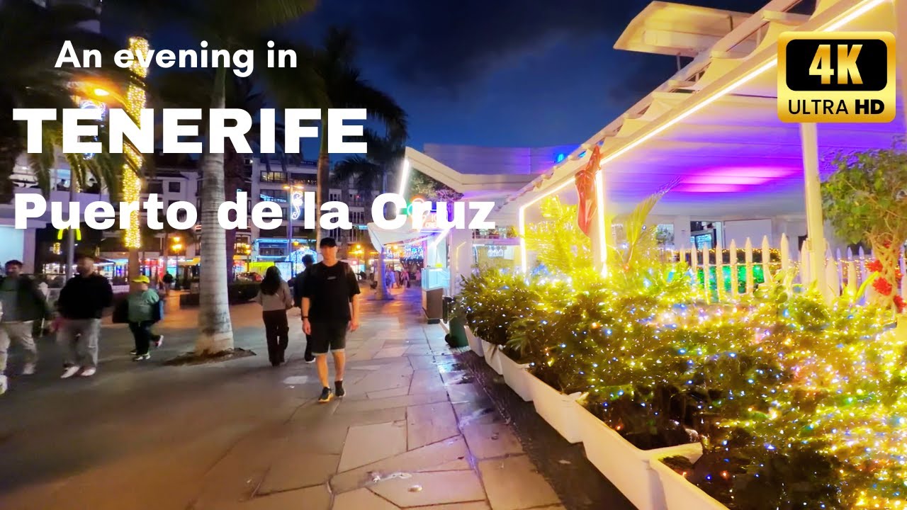TENERIFE, Puerto de la Cruz Evening Walk | [4K/60fps]