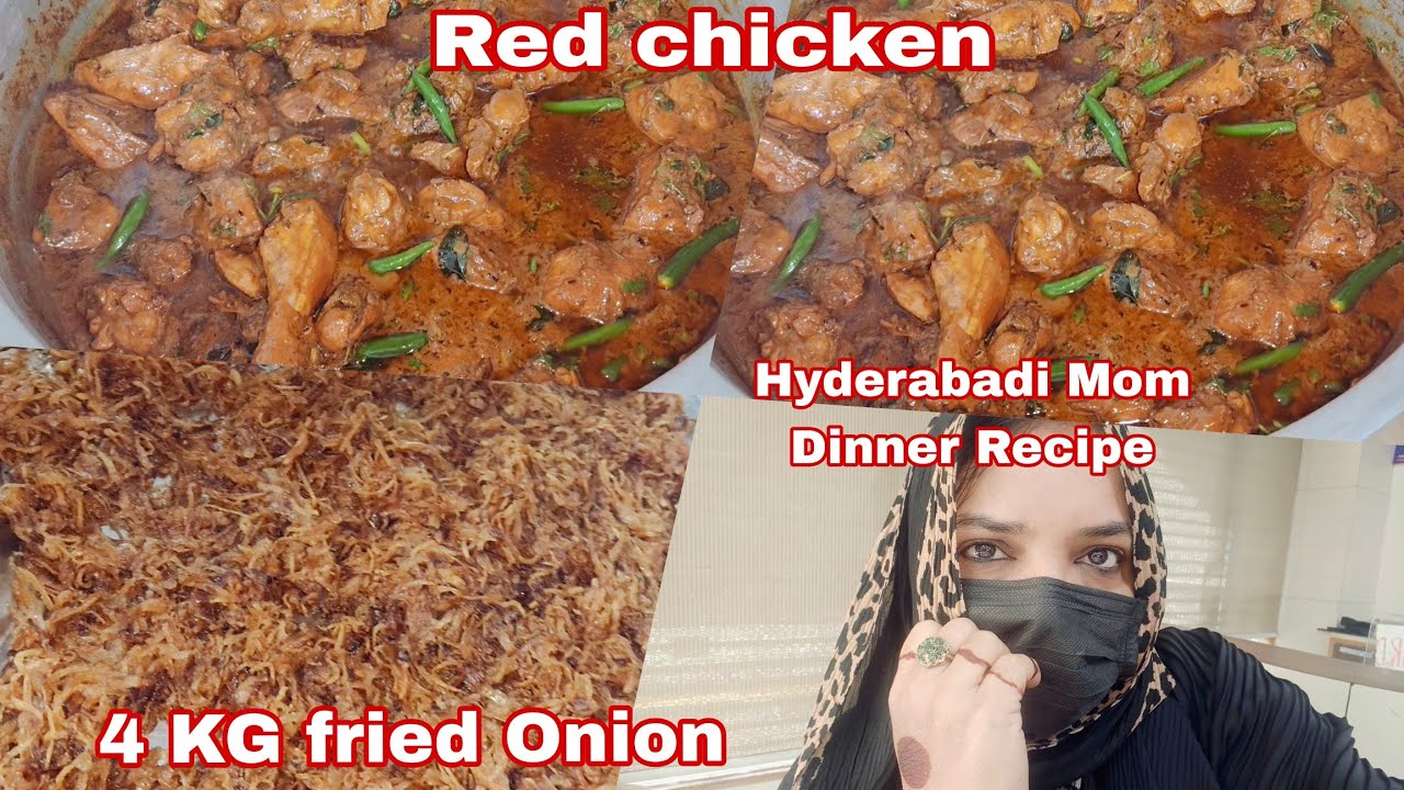 Hyderabadi Mom Winter Special Red Chicken Recipe ll 4 kG fried onion 🧅#food #cooking #vlog 