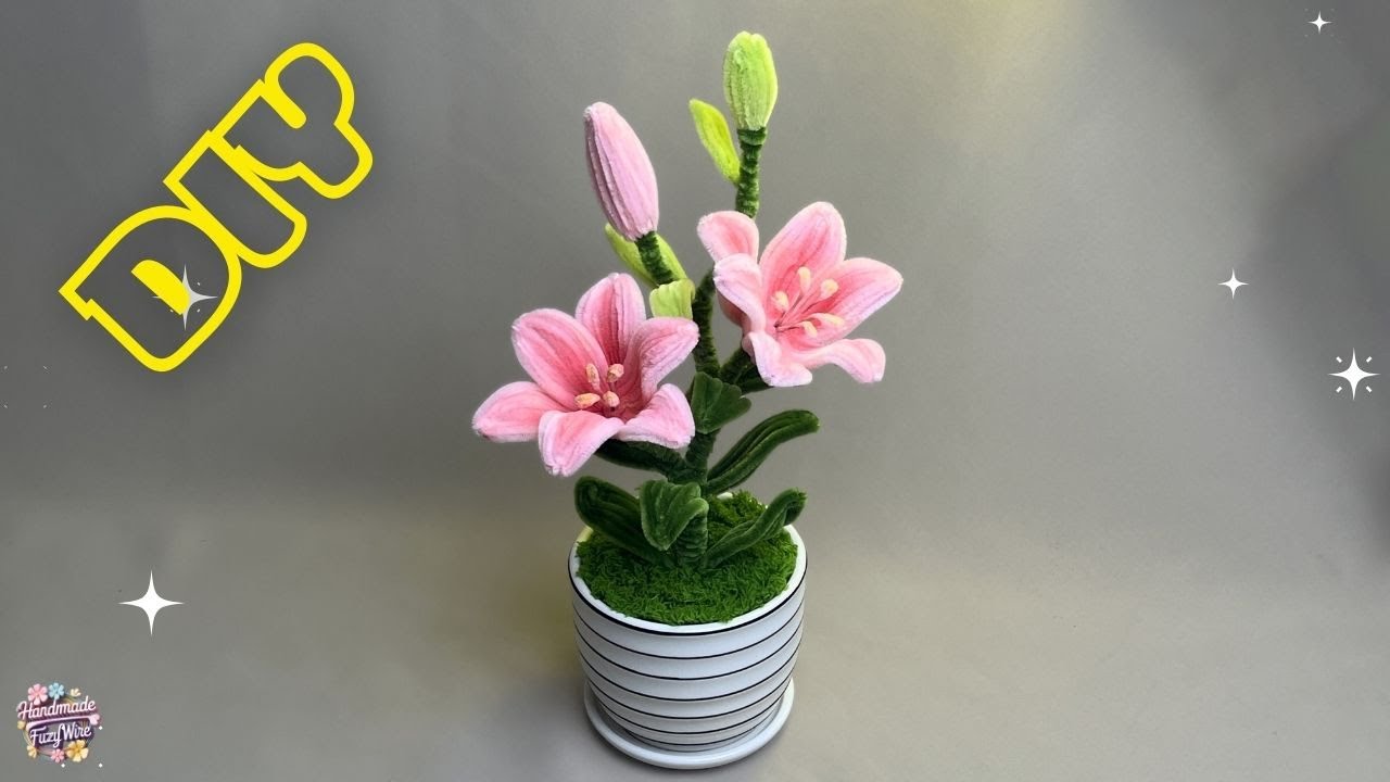 💫Pipe Cleaner Flower💫A very beautiful Lily Pot with Pipe Cleaner | Tutorial | Fuzzy Wire