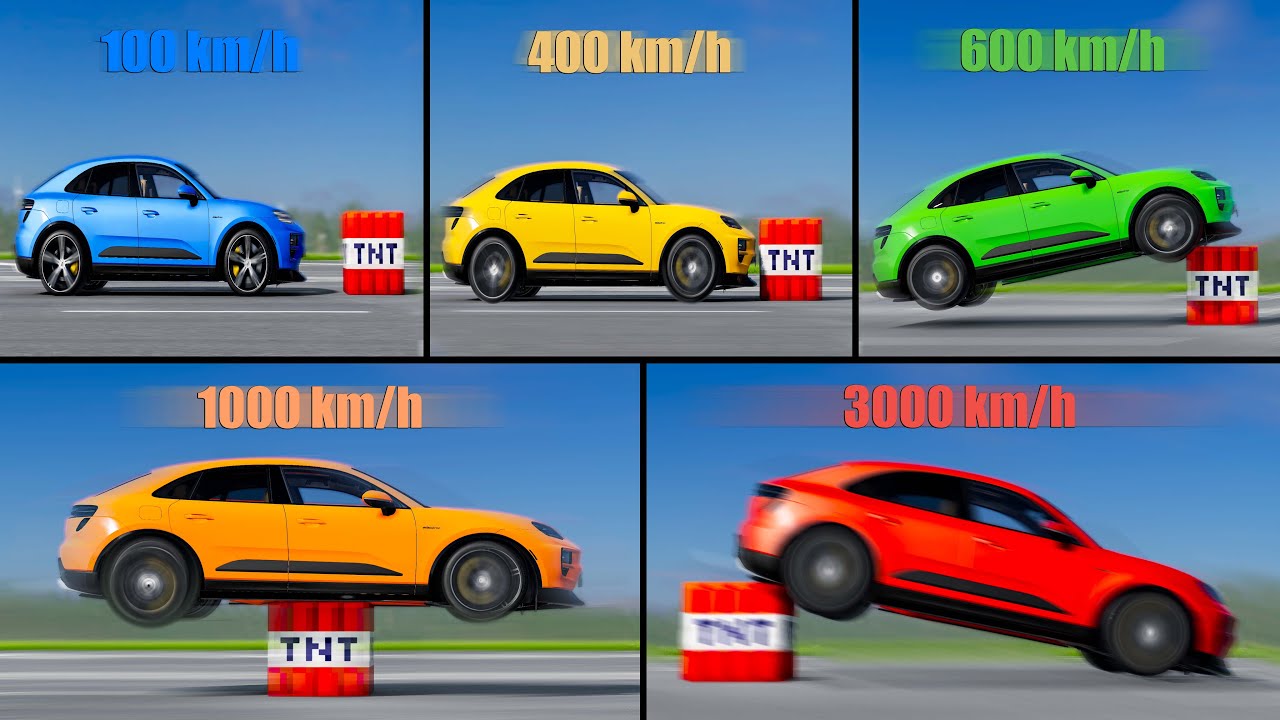 Damage to Сars at Different Speeds #5 (200, 400, 600, 1000, 3000 km/h) - Beamng drive