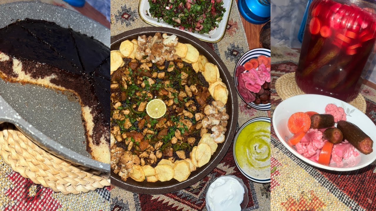 ابو ريان يحب الدجاج حوس والمقالي  وسلطه شتويه وزي ماوعدتكم كيكه القلايه على الغاز