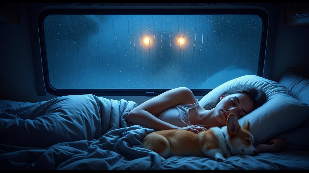 Relaxing Rain on a Camping Car Window – Night Thunderstorm for Instant Calm