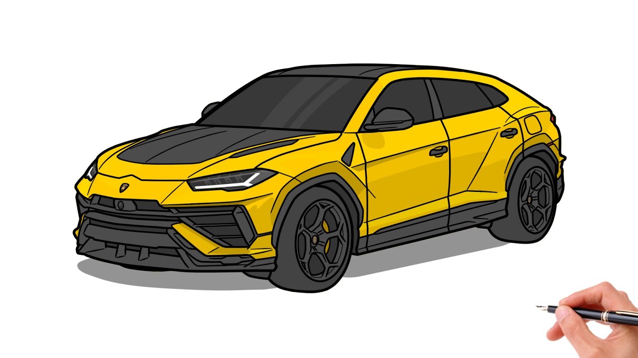 How to draw a LAMBORGHINI URUS PERFORMANTE 2023 / drawing lambo urus suv 2018 car step by step