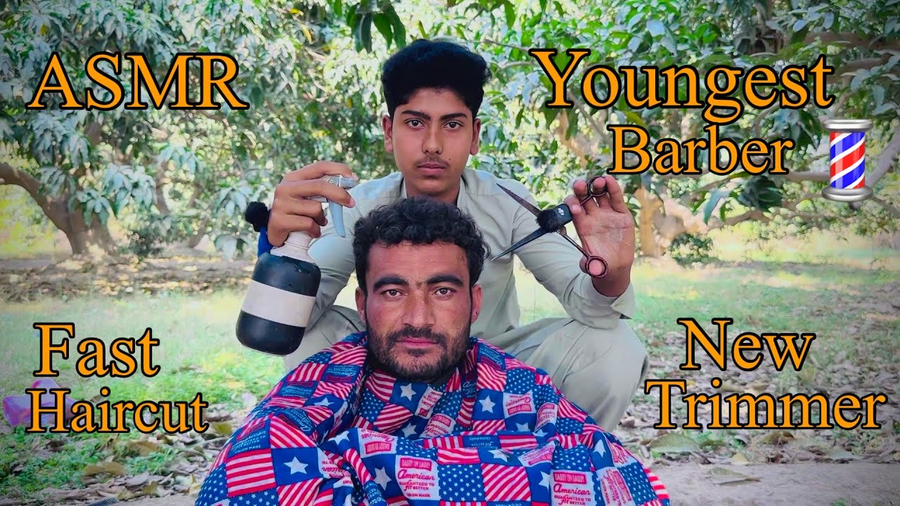 ASMR youngest Barber 💈 In the world 🌍 fast haircut with new trimmer