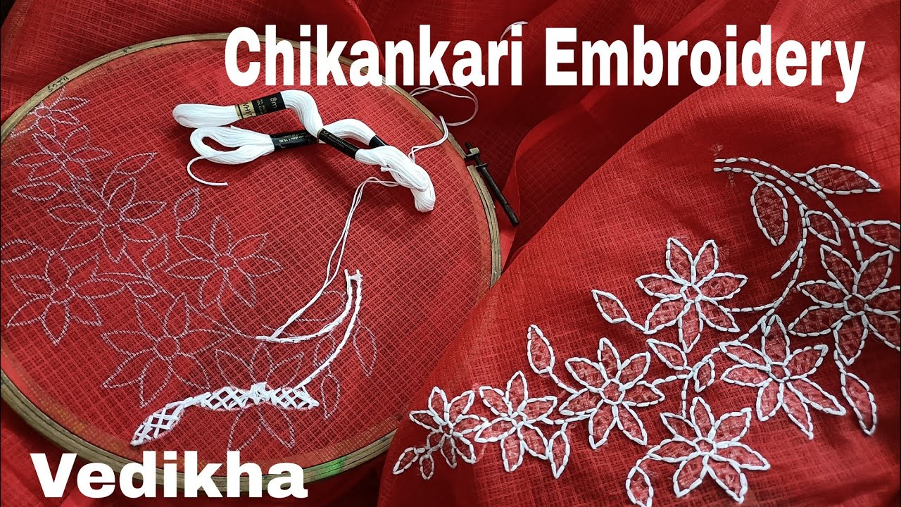 Chikankari Embroidery Tutorial | Christmas Special Hand Embroidery Net Kotta Saree