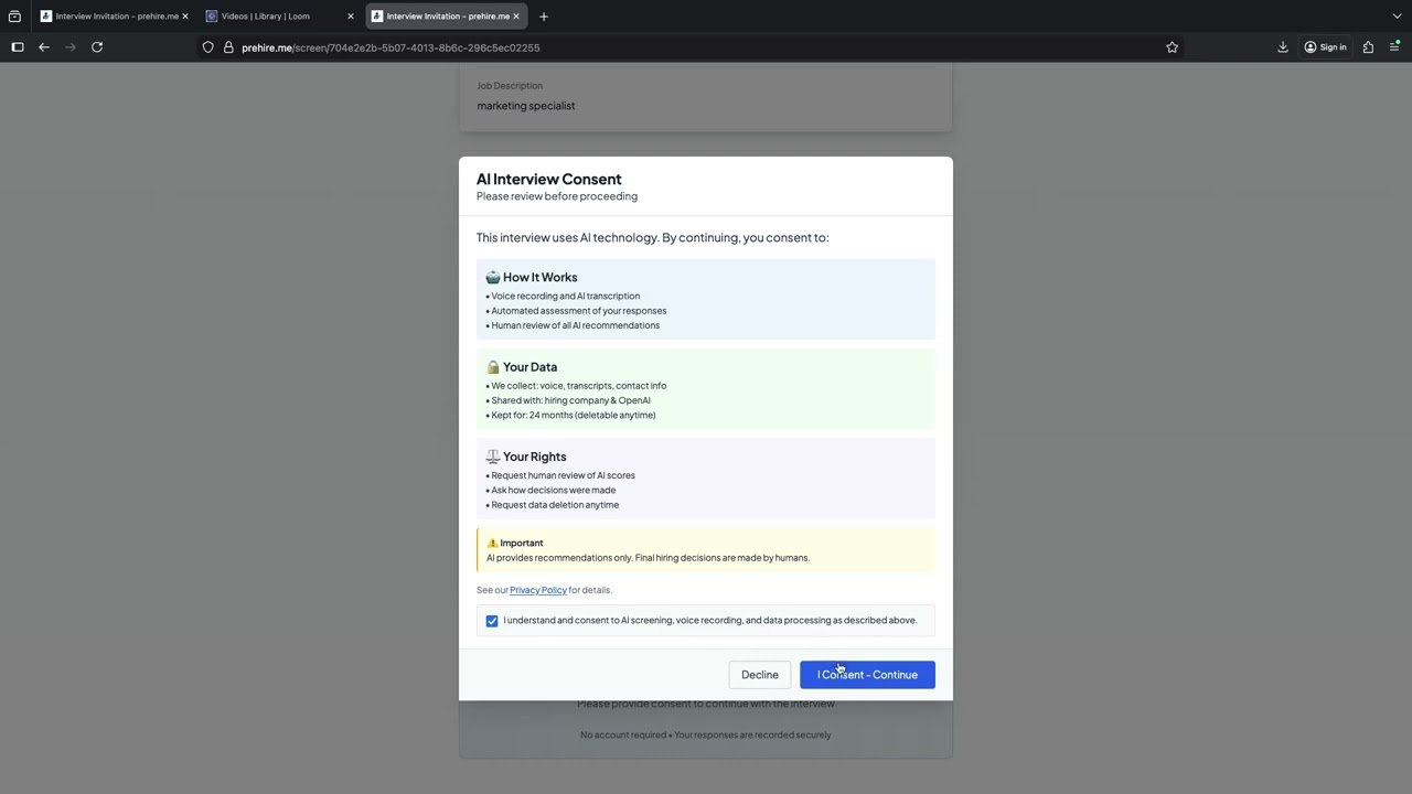 Funkcjonalność aplikacji pre hire me w rekrutacji