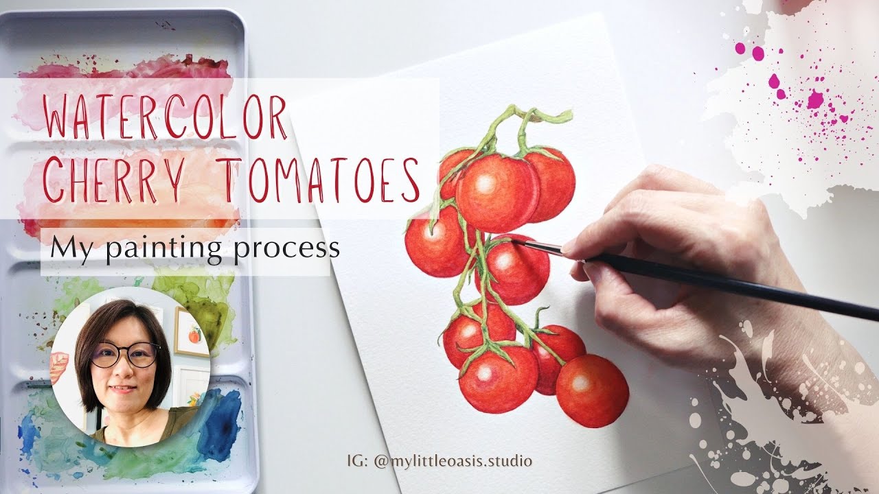 My Watercolor Botanical Art - Painting Process of Watercolor Cherry Tomatoes